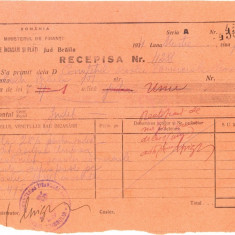 Z422 DOCUMENT VECHI-RECEPISA SCOALA COMERCIALA ELEMENTARA DE BAIETI, BRAILA 1934
