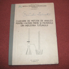 Metode de analiza pentru materii prime si materiale din industria tutunului