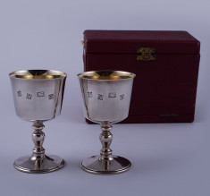 Set 2 pahare,pocale din argint masiv 925 sterling Anglia in cutia originala foto