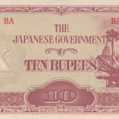 Bancnota Burma 10 Rupii (1942-44) - P16b UNC ( ocupatia japoneza )