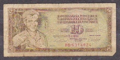 Iugoslavia 1981 - BANCNOTA 10 DINARI - CIRCULATA foto
