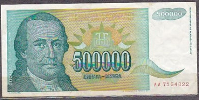 Iugoslavia 1993 - BANCNOTA 500.000 DINARI - XF foto