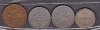 ANGLIA - 4 MONEDE 2 PENCE 1981, 5 P. 1970, 10 P. 1992, 20 P. 1982, America de Nord