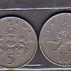 ANGLIA - 4 MONEDE 2 PENCE 1981, 5 P. 1970, 10 P. 1992, 20 P. 1982