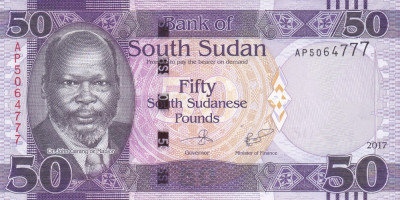 Bancnota Sudanul de Sud 50 Pounds 2017 - P14b UNC foto