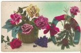 (A) carte postala(ilustrata)-FLORI litho-Trandafirii, Franta, Necirculata, Fotografie