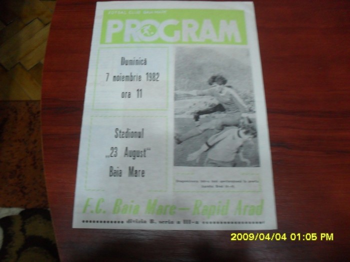 program FC Baia Mare - Rapid Arad