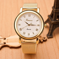 Ceas Dama CDB053 Geneva Metal Gold White foto