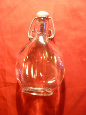 Sticla bautura cu dop de portelan si mecanism metalic inchidere ,vol.=0,2 l foto