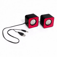 Boxe cu USB 2.0, culoare negru cu rosu, sigilate - laptop,pc,mp3 foto