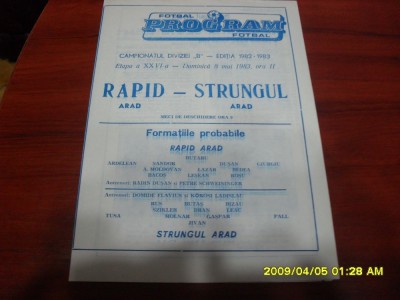 program Rapid Arad - Strungul Arad foto