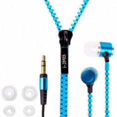 Casti/Handsfree cu fir Zipper Albastre, jack 3.5mm - design inteligent foto