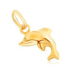 Pandantiv din aur galben 9K - delfin 3D saritor stralucitor foto