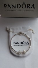 Bratara model PANDORA INIMA 17-18, 20-21cm cu 2 charmuri placat argint foto