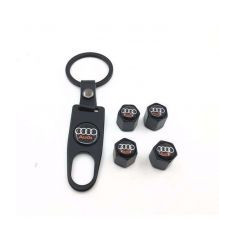 SET Breloc si 4 capacele ventil auto pentru audi metal