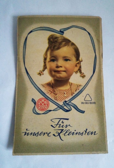 Fotografie veche anii 50, fetita, prelucrata color, Germania, Dresden, 14x9 cm