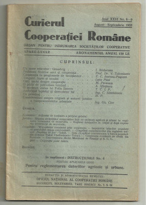 Revista CURIERUL COOPERATIEI ROMANE - 1933 foto