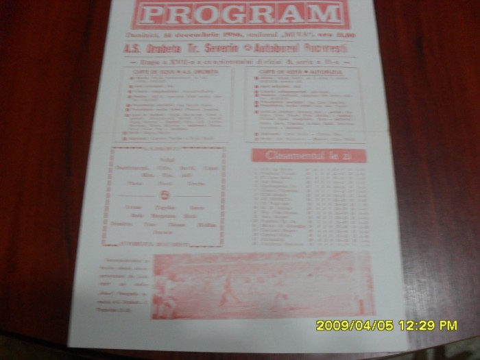 program AS Drobeta Tr. Severin - Autobuzul Buc.