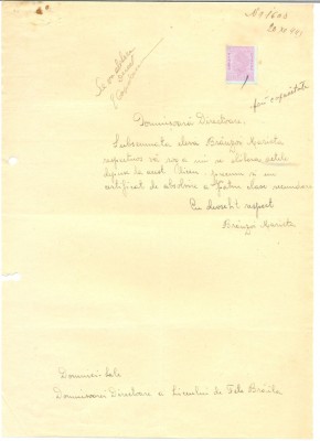 515 DOCUMENT VECHI - ELEVA BRANZOI MARIETA -LICEUL DE FETE BRAILA -1944 foto