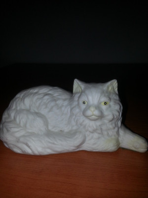 Figurina statueta bibelou pisica angora ceramica nemarcata foto