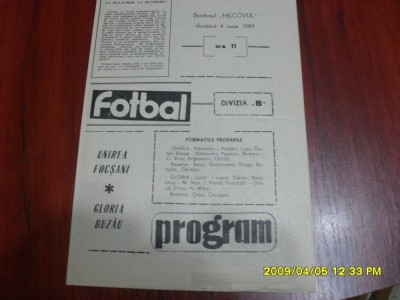 program Unirea Focsani - Gloria Buzau foto