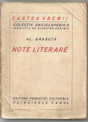 (5A) AL.BADALUTA-Note literare-Cartea vremii foto