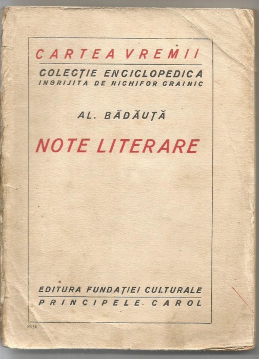 (5A) AL.BADALUTA-Note literare-Cartea vremii