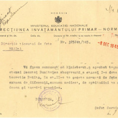 Z513 DOCUMENT VECHI -LICEUL DE FETE BRAILA APROBA TRANSFERUL ELEVEI SCARLAT 1945