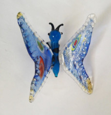 Fluture sticla Murano, miniatura, bibelou colorat, decor, 7,5x7 cm, ciobituri foto