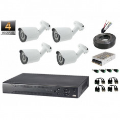 Kit complet 4 camere supraveghere exterior AHD 4 Megapixeli 20M IR foto