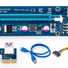 Riser card 1x la 16x, PCI-E PCI Express 1X la 16X Riser Card + USB 3.0 VER 006C