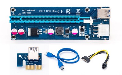 Riser card 1x la 16x, PCI-E PCI Express 1X la 16X Riser Card + USB 3.0 VER 006C foto