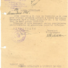 516 DOCUMENT VECHI -LICEUL DE FETE ,,MIHAIL KOGALNICEANU" GALATI -1945