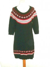 Rochie tricot lana negru model nordic foto