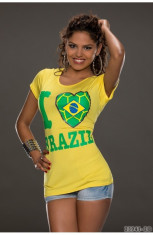 Tricou Dama cu Slogan ?I Love Brazil? foto