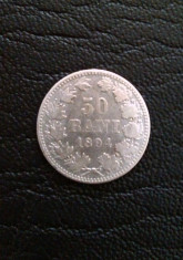 Romania - 50 Bani 1894, Argint Carol I Rege Al Romaniei foto