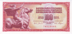 Bancnota Iugoslavia 100 Dinari 1965 - P80b UNC foto