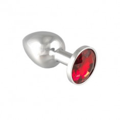INOX SMALL BUTT PLUG WITH CRISTAL RED foto