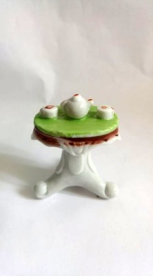 Figurina ceramica, masuta cu ceainic si cesti, 8cm foto