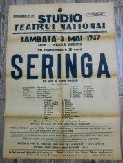 Seringa - Tudor Arghezi/ afis Teatrul National I.L. Caragiale, 1947 foto