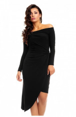 Rochie Bardot Asimetrica Neagra foto