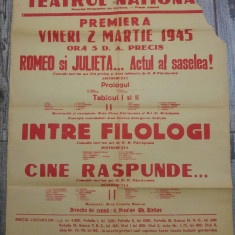 Romeo si Julieta, Intre filologi/ afis Teatrul National I.L. Caragiale, 1945