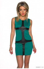 Rochie Bodycon Dreapta cu Garnitura din Piele Ecologica foto