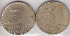 UNGARIA - LOT 2 MONEDE 5 FORINTI 1993, 1995
