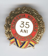 ACADEMIA MILITARA 1951-1986 Insigna email RSR - SUPERBA foto