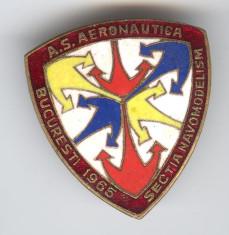 Aviatie - A.S. AERONAUTICA - SECTIA NAVOMOLISM - Insigna Romania 1965 -SUPERBA foto