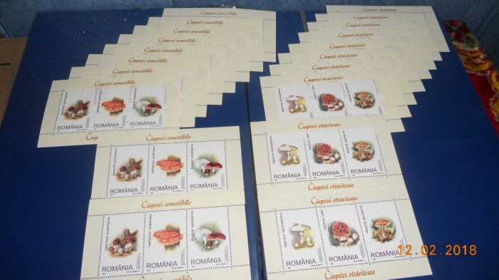 Set timbre romania 10 plus 10 blocuri ciuperci 2003