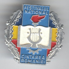 PROPAGANDA COMUNISTA - FESTIVALUL NATIONAL CANTAREA ROMANIEI 1989 Insigna din Al