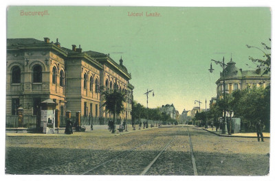 4245 - BUCURESTI, Lazar High School - old postcard - used - 1910 foto