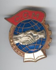 CGM - Confederatia Generala a Muncii anii 1940s Insigna email Rara acest tip foto